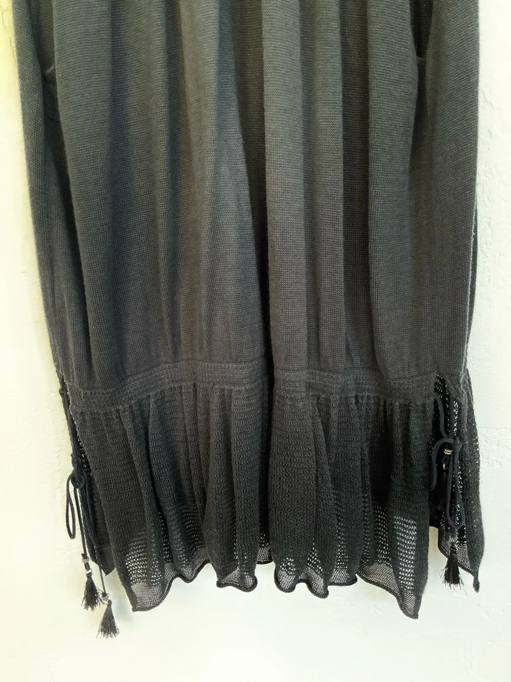 Free People Deep V-Neck Lightweight Knit Dropped Waist Tunic Top - Charcoal - Picture 9 of 9